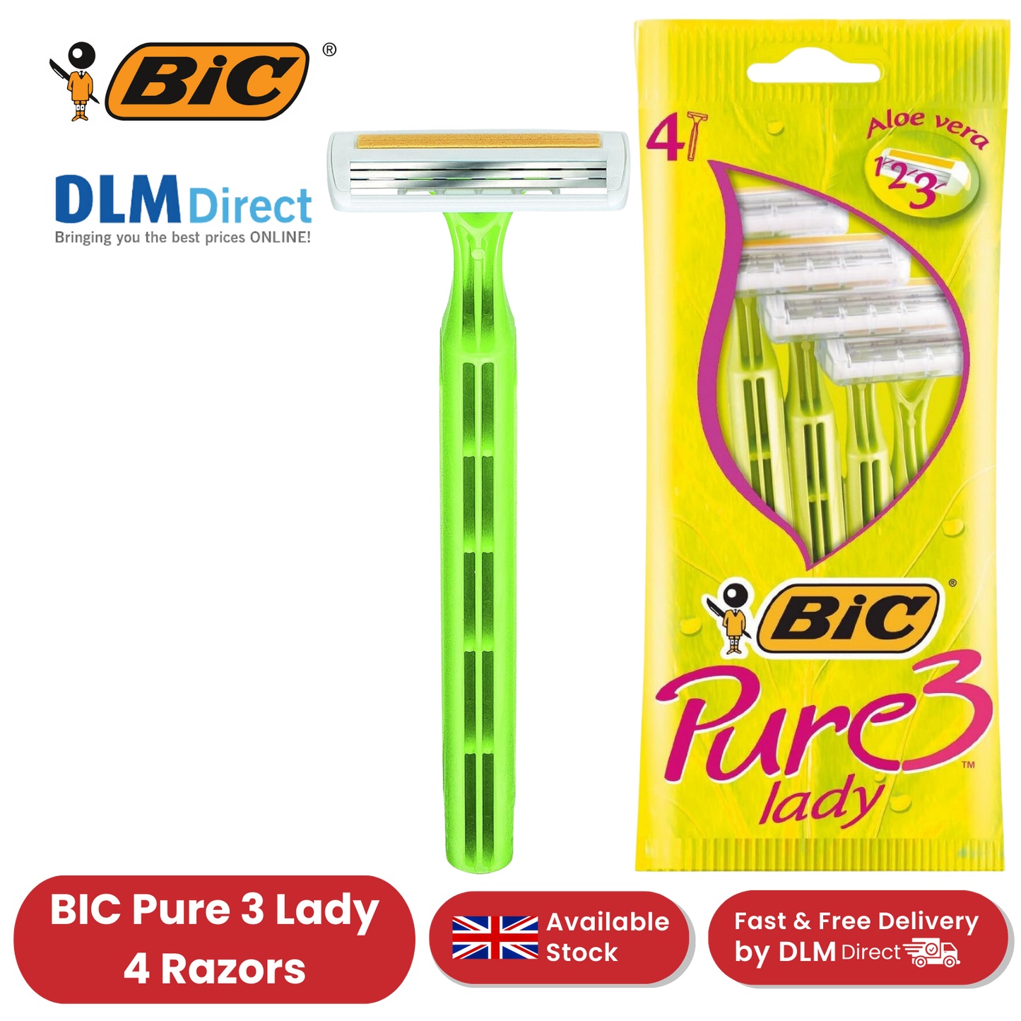 Bic Pure 3 Lady Shavers 4  - 1 Pack