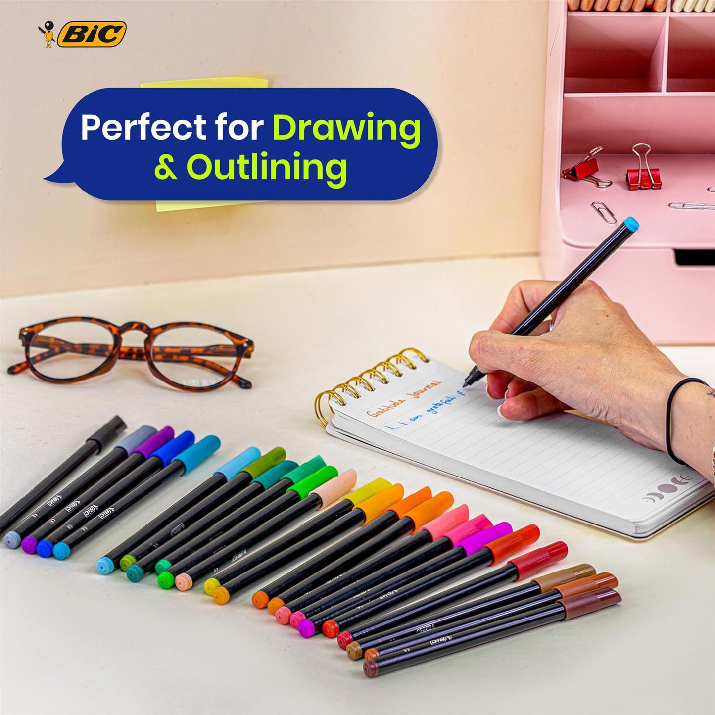 BIC Intensity Felt Tip Pens 24 Pack Fine Nib Washable Vibrant Ink