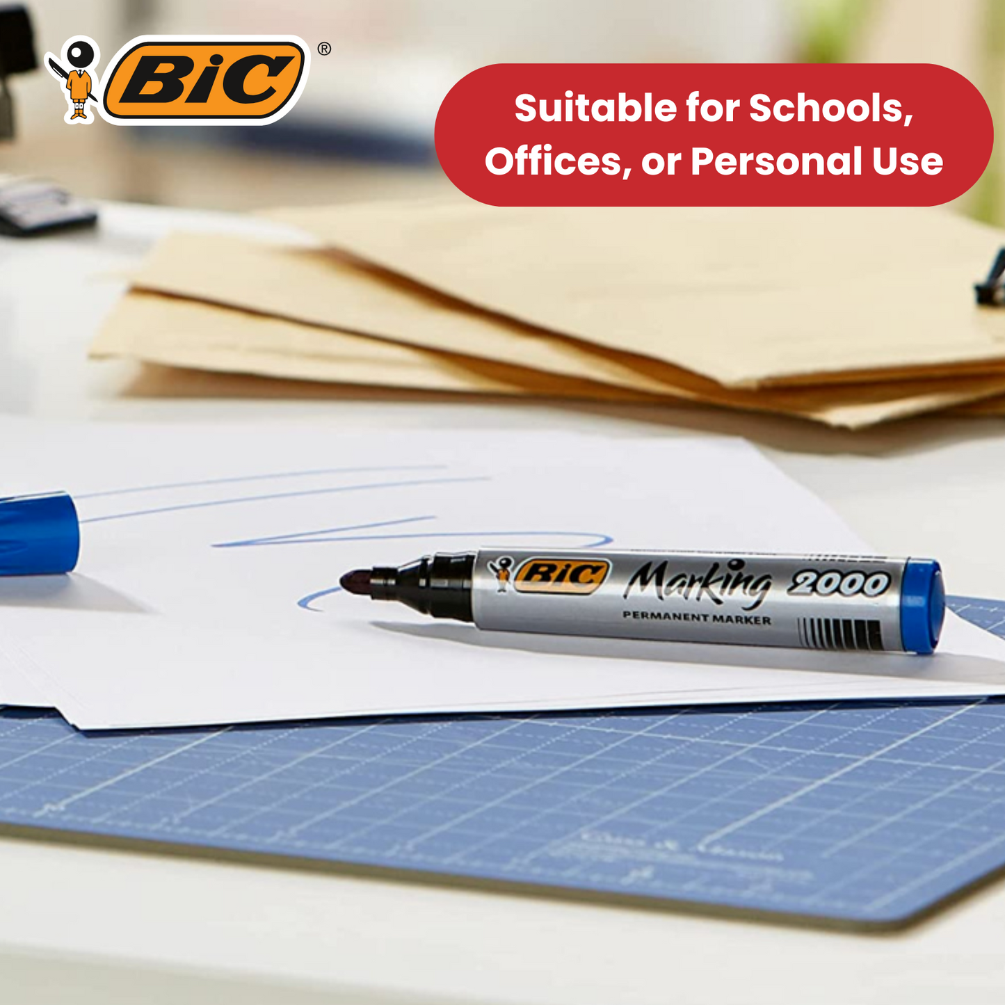 BIC Marking 2000 ECOlutions Permanent Bullet Tip Markers Blue - Box of 12 - 1 to 5 Packs