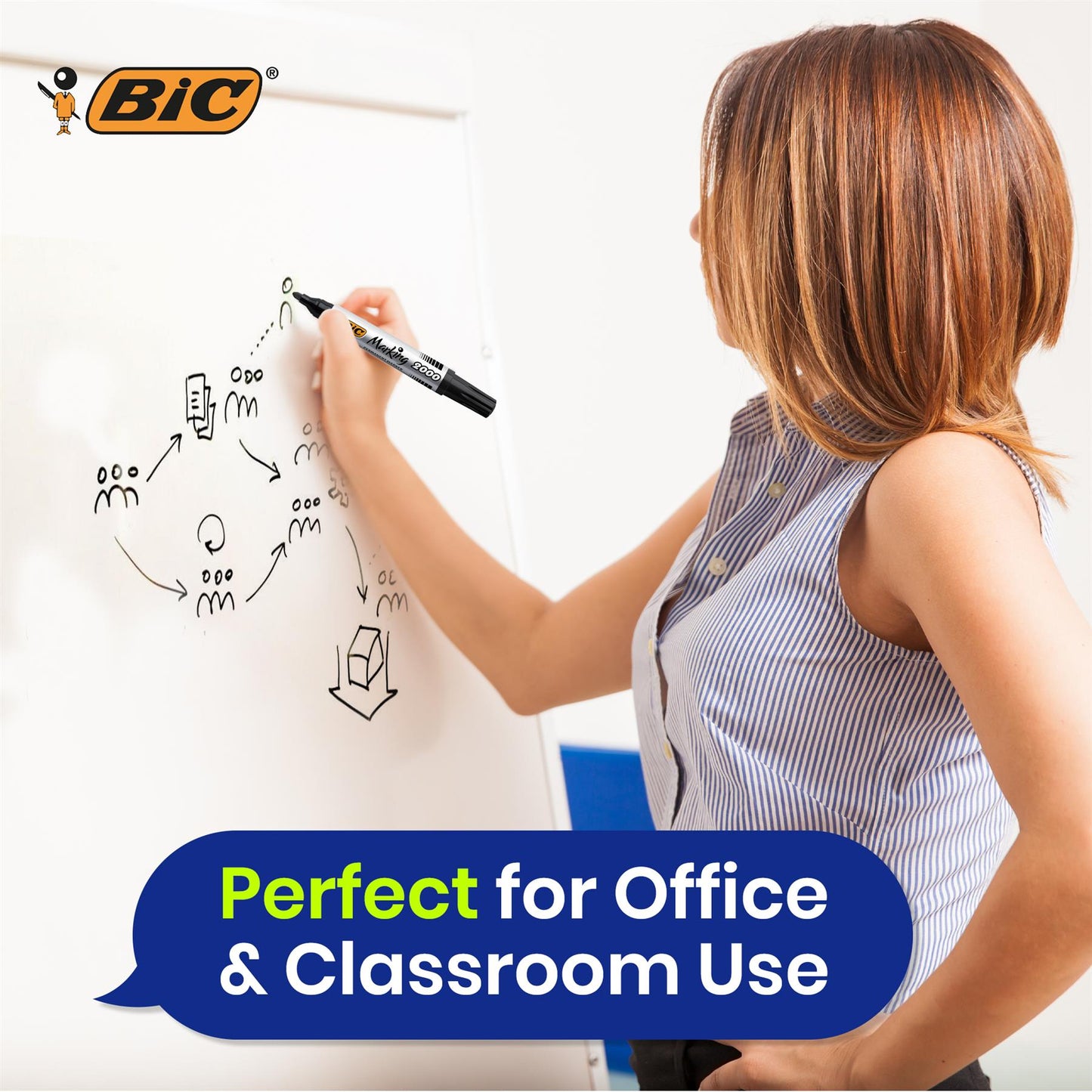 Bic 2000 Permanent Black Bullet Tip Marker (Pack of 12) 820915