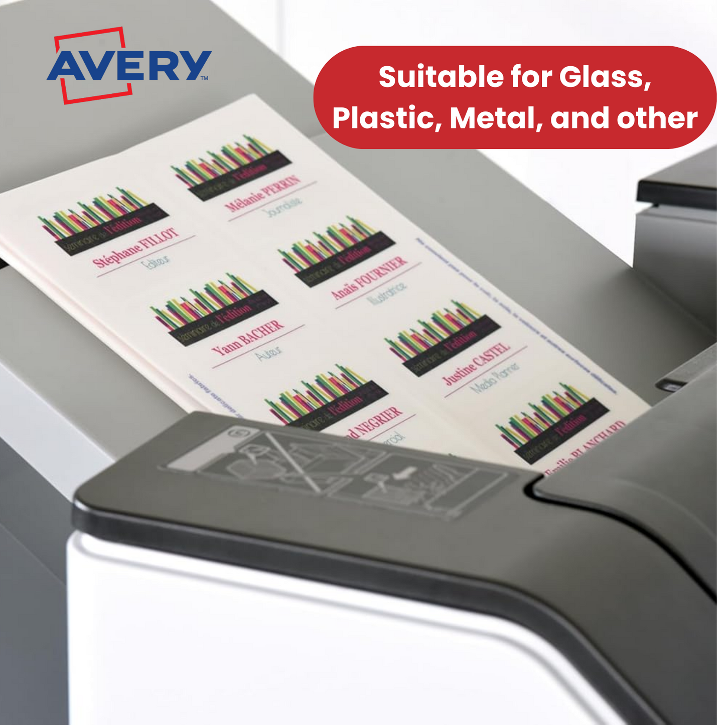 Avery L4782-20 Self Adhesive Name Badges, 240 Per Pack 75 x 40 mm - 1 to 5
