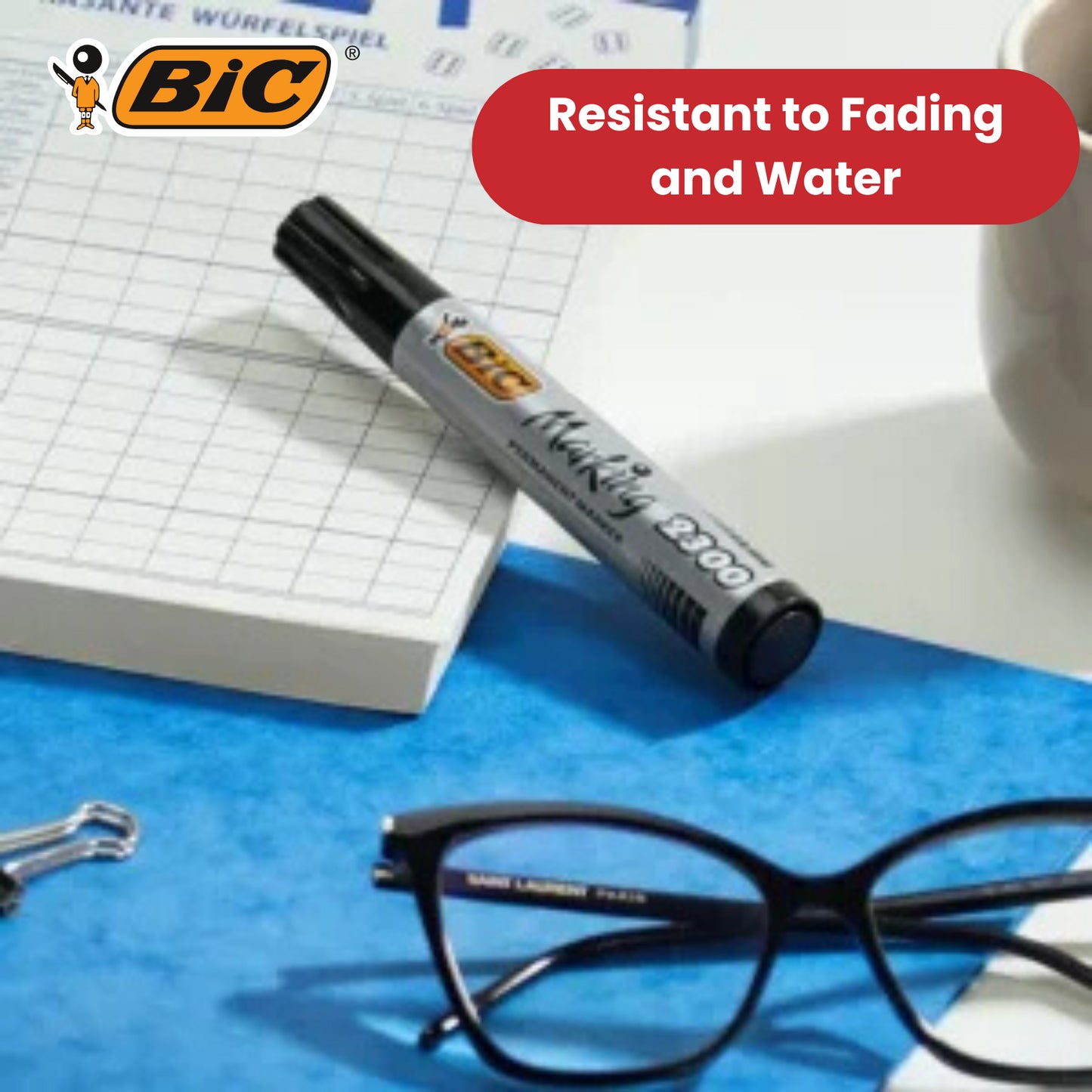 BIC Marking 2300 Permanent Marker - Chisel Tip Long-lasting Ink Black Marker Pen for School