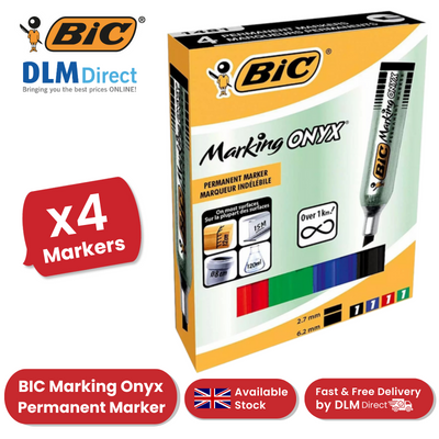 BIC ONYX 1482 Mini Permanent Marker Bullet Tip Assorted Pack of 4 - 1 to 5 Packs