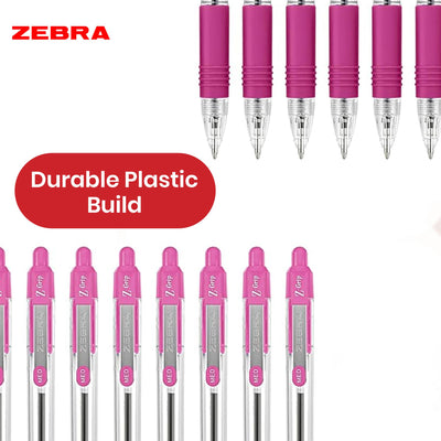 Zebra Smooth Ballpoint Pen Pink Z Grip Retractable Pen 1.0mm Medium Point Biro for School Office (Pack of 12)