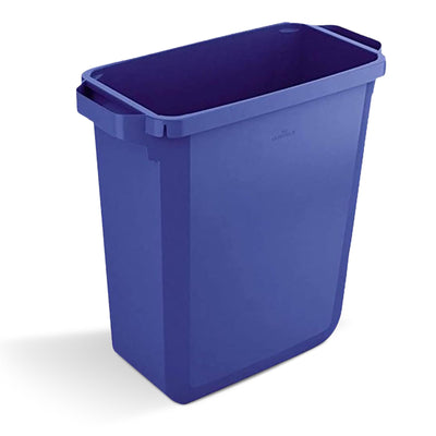 60L Durable DURABIN Blue Plastic Waste Bin with Open Top & Handles for Home & Office