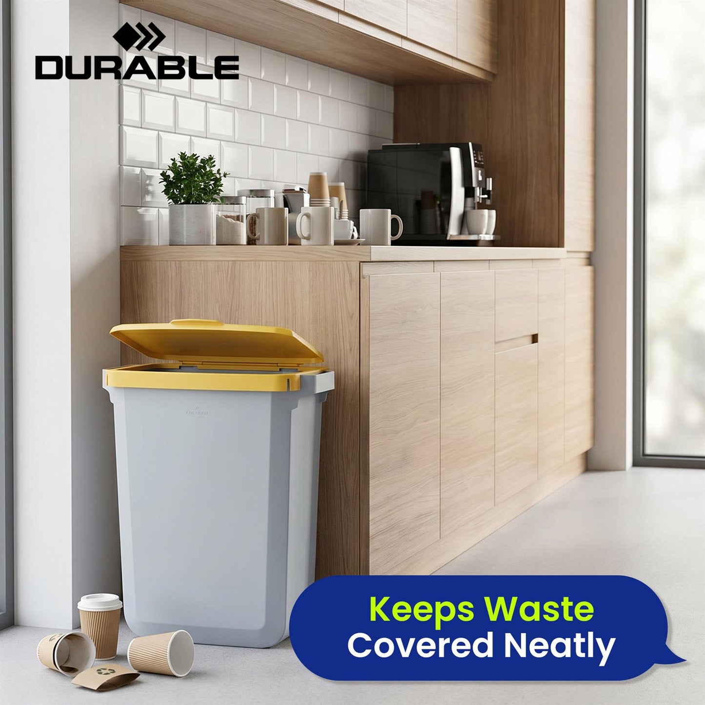 Durable Durabin Hinged Lid - Yellow
