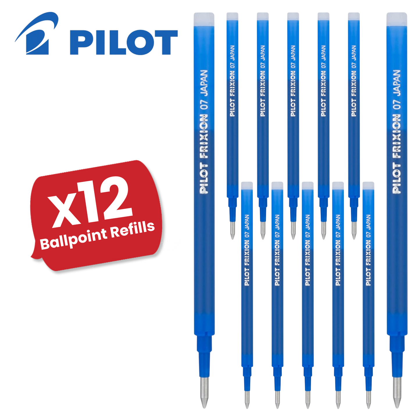 Pilot Frixion Roller Ballpoint Pen Refills 0.7mm Tip Smooth Writing - Blue Ink