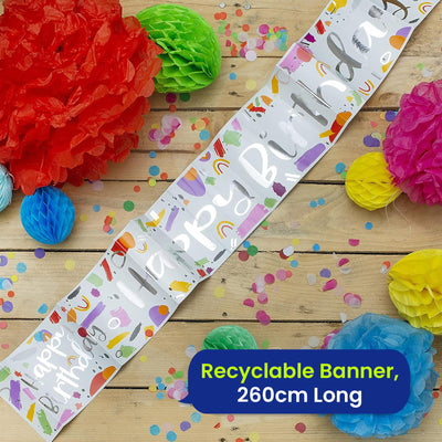 On The Wall Happy Birthday Brights Banner 260cm, Ready to Hang Decor