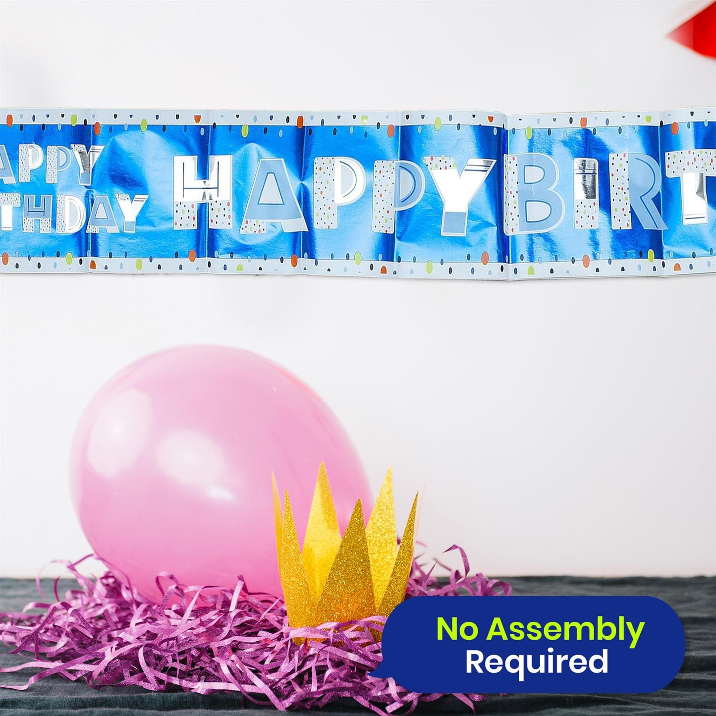 Happy Birthday Blue Recyclable Paper Banner 260cm Party Decor for Kids Adults