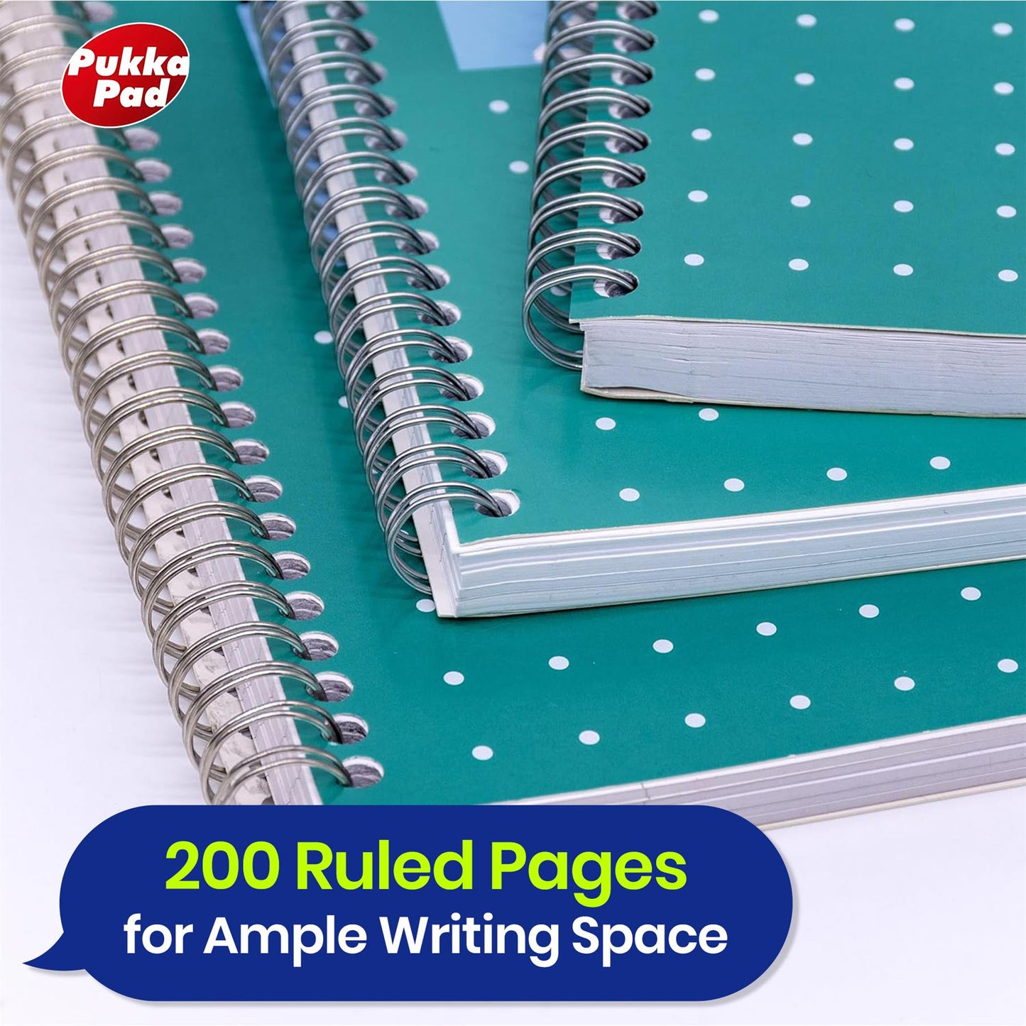 PUKKA WHITE A4 WIREBOUND PADS 200 page 80gsm  (RULED/MARGIN) - PACK OF 3