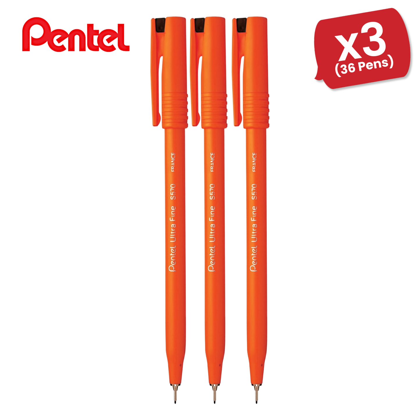 PENTEL ULTRAFINE PEN BLACK S570-A - Pack of 12 - 1 to 5 Packs