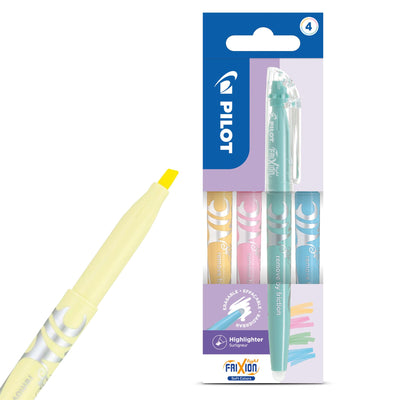 Pilot Frixion Light Soft Highlighters - Blister Pack of 4 - Pastel Yellow, Pink, Green, Blue