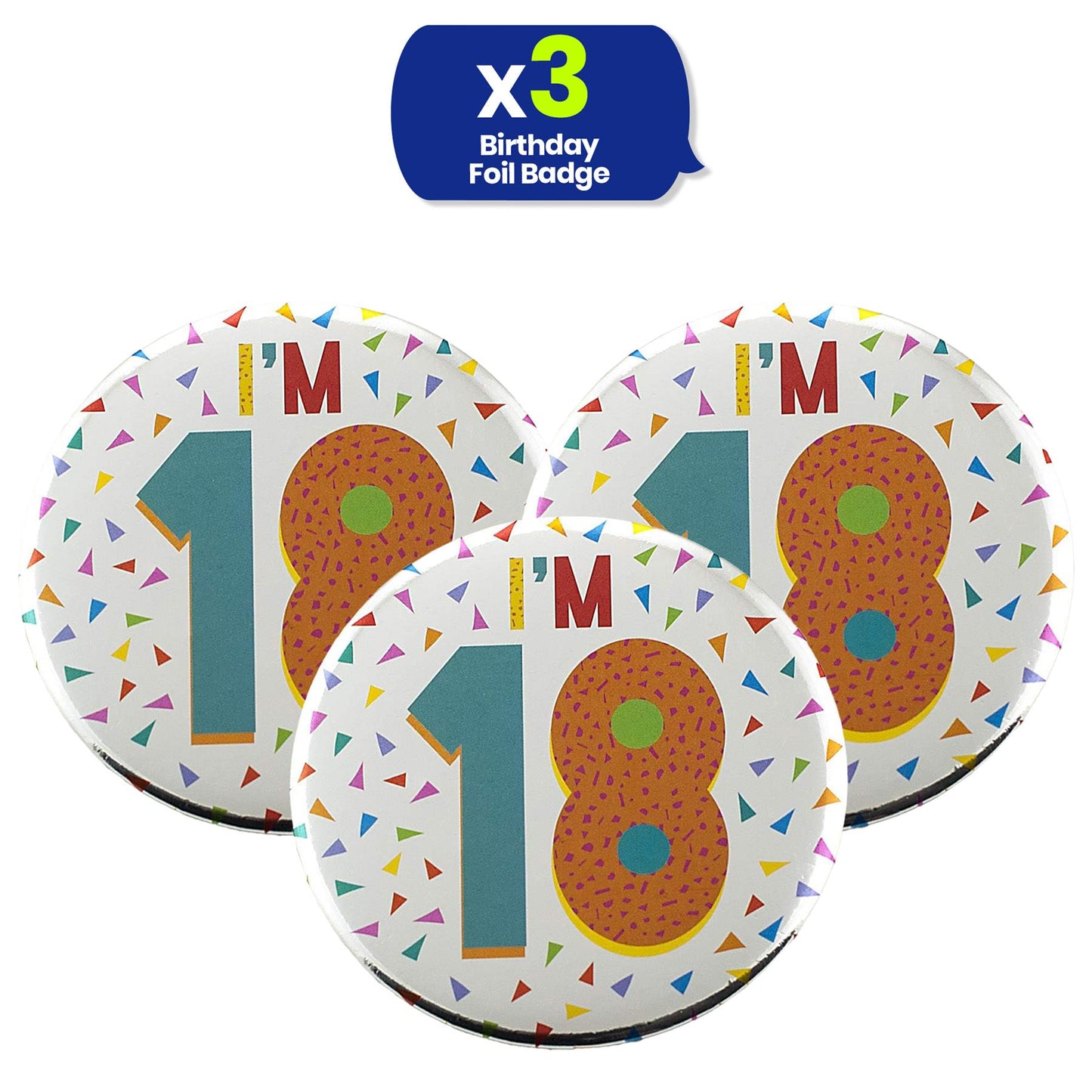 Silver 18th Birthday Badge 8.5cm Age Badge for Party Outfit and Celebrations