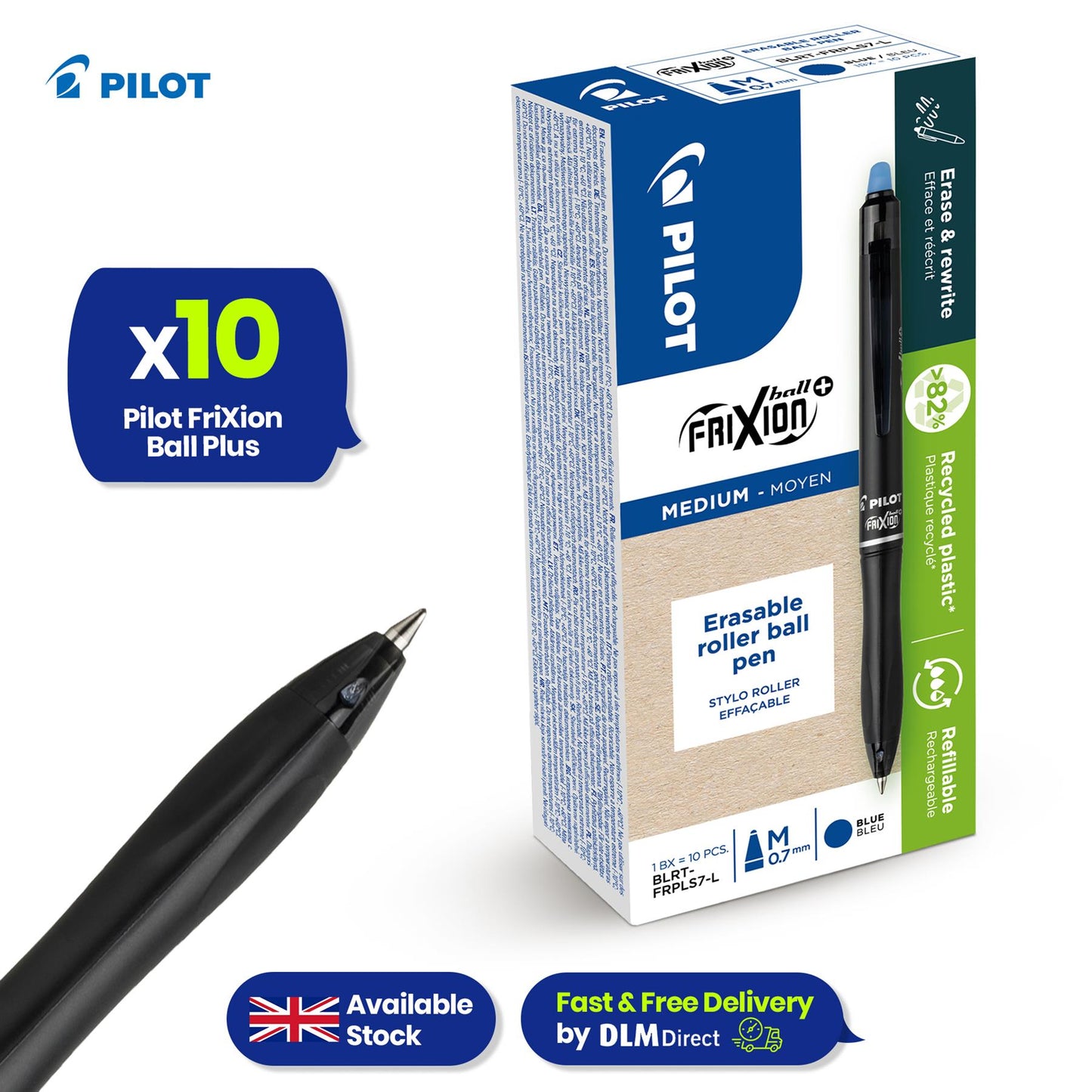Pilot Frixion Ball Plus - Blue - Box of 10