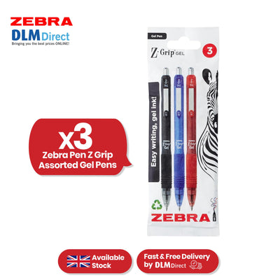 Z Grip Ballpoint - Plastic  0.7mm Medium Point Pen, Multicoloured Retractable Biro, Water Resistant Gel Ink Writing Pens for School Office( Pack of 3)