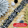 Happy 60th Birthday Black and White Banner 2.6m Party Decor for Milestone Celebration
