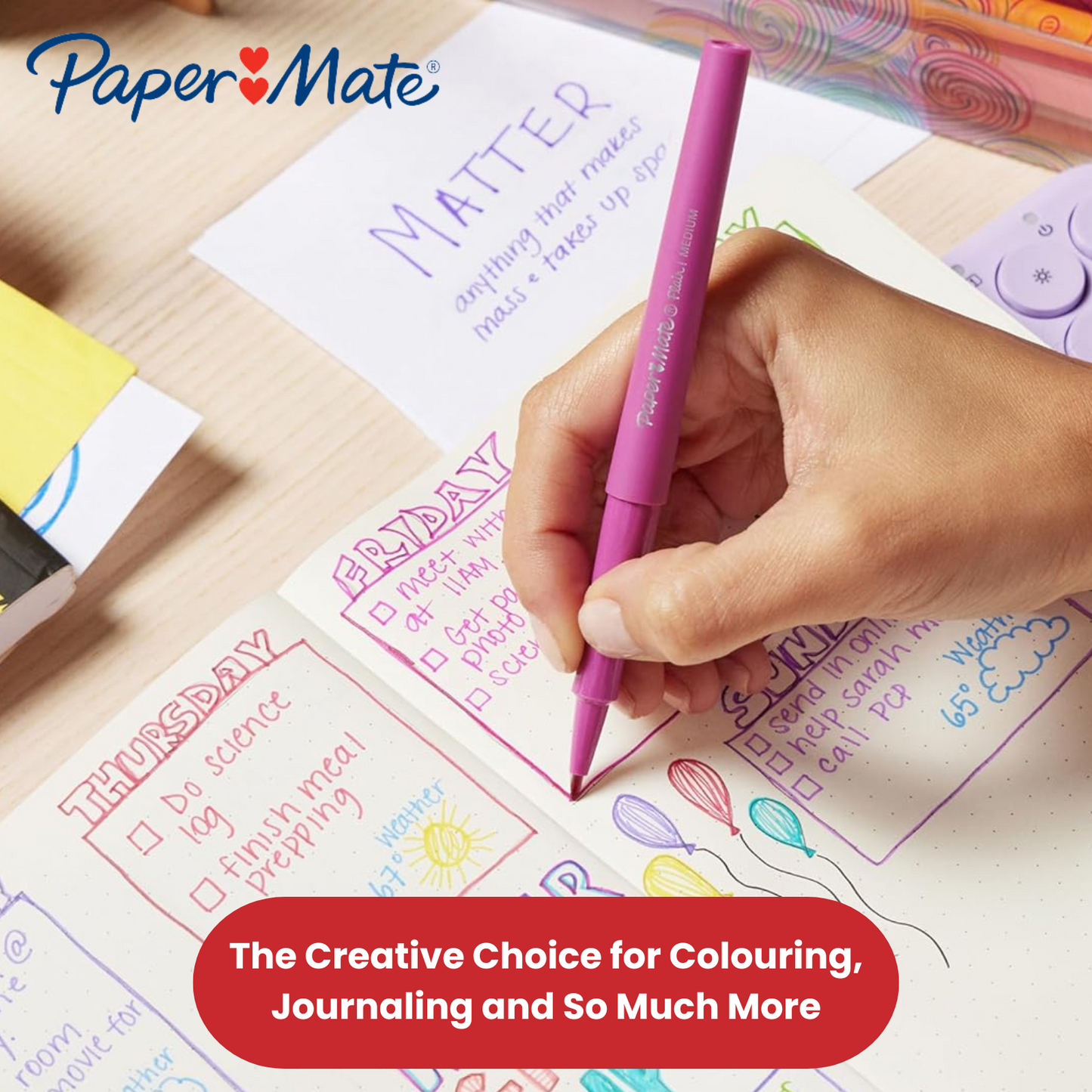 Paper Mate Flair Felt Tip Pens Candy Pop (12-Pack) - Vibrant Colors No-Bleed Ink