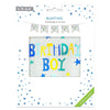 On The Wall Birthday Boy Bunting 4m with 10 Flags, Blue Reusable Party