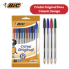 BIC Cristal Original Ballpoint Pens, Fine 1.0mm, 10 Assorted Colours, Comfortable Grip for School and Office