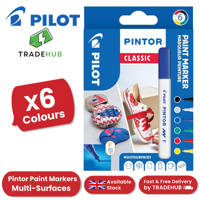 Pilot Pintor Fine 6-Color Set - Black, White, Blue, Red, Green, Yellow Markers