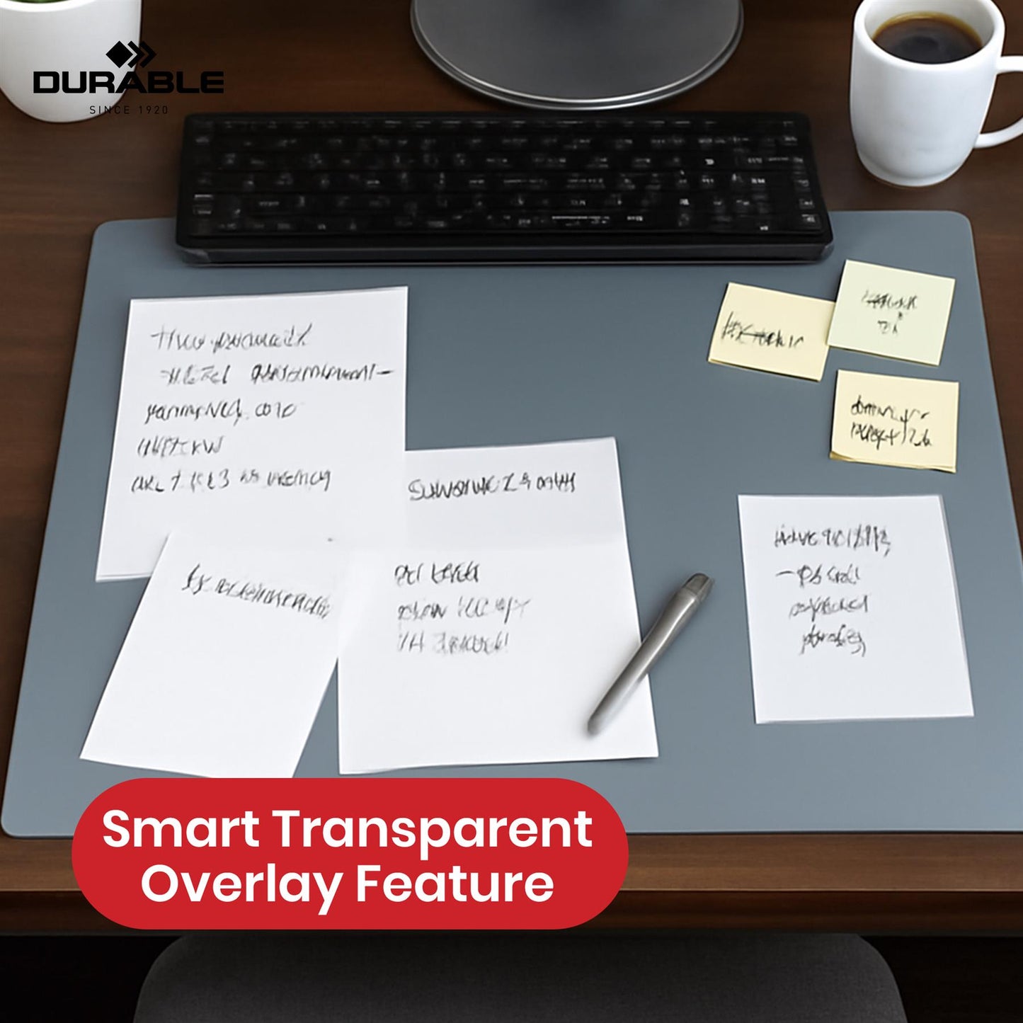 Durable Grey Desk Mat - PVC Non Slip Desk Cover, Transparent Overlay Laptop Mat for Office & School