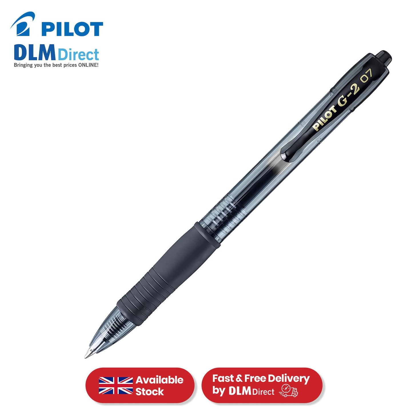 Pilot G-207 Rollerball - Retractable Black Ballpoint, 0.4mm Tip Biro for Writing