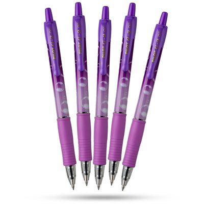 Pilot G2 Gel Pen Bubble Violet Pack of 5 Blue Gel Ink 0.7mm Ergonomic Grip