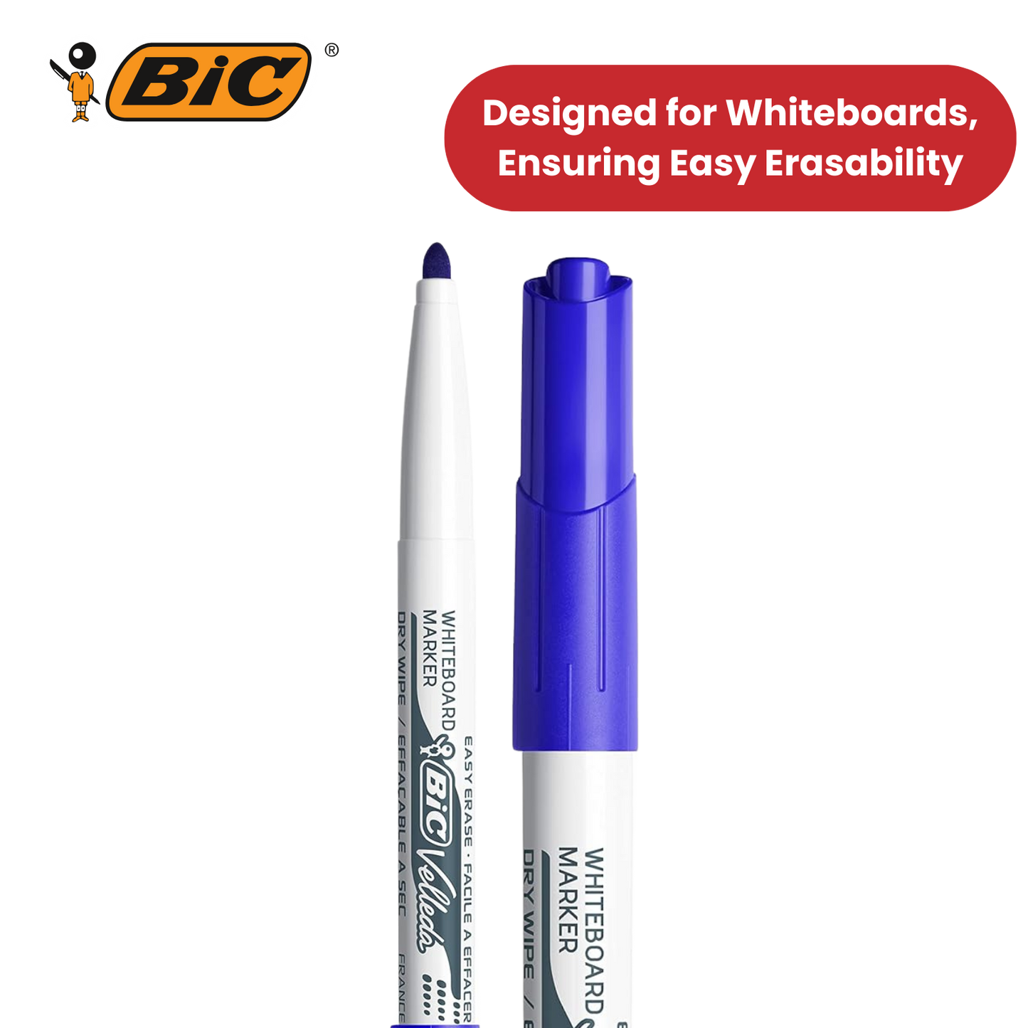 Bic Velleda 1741 Whiteboard Drywipe Markers Blue  - Box of 12 - 1 to 5 Packs
