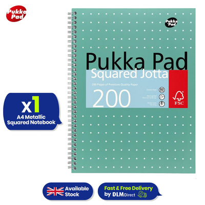 Pukka Pad A4 Metallic Squared & Lined Notebooks 200 Pages 80GSM Wirebound