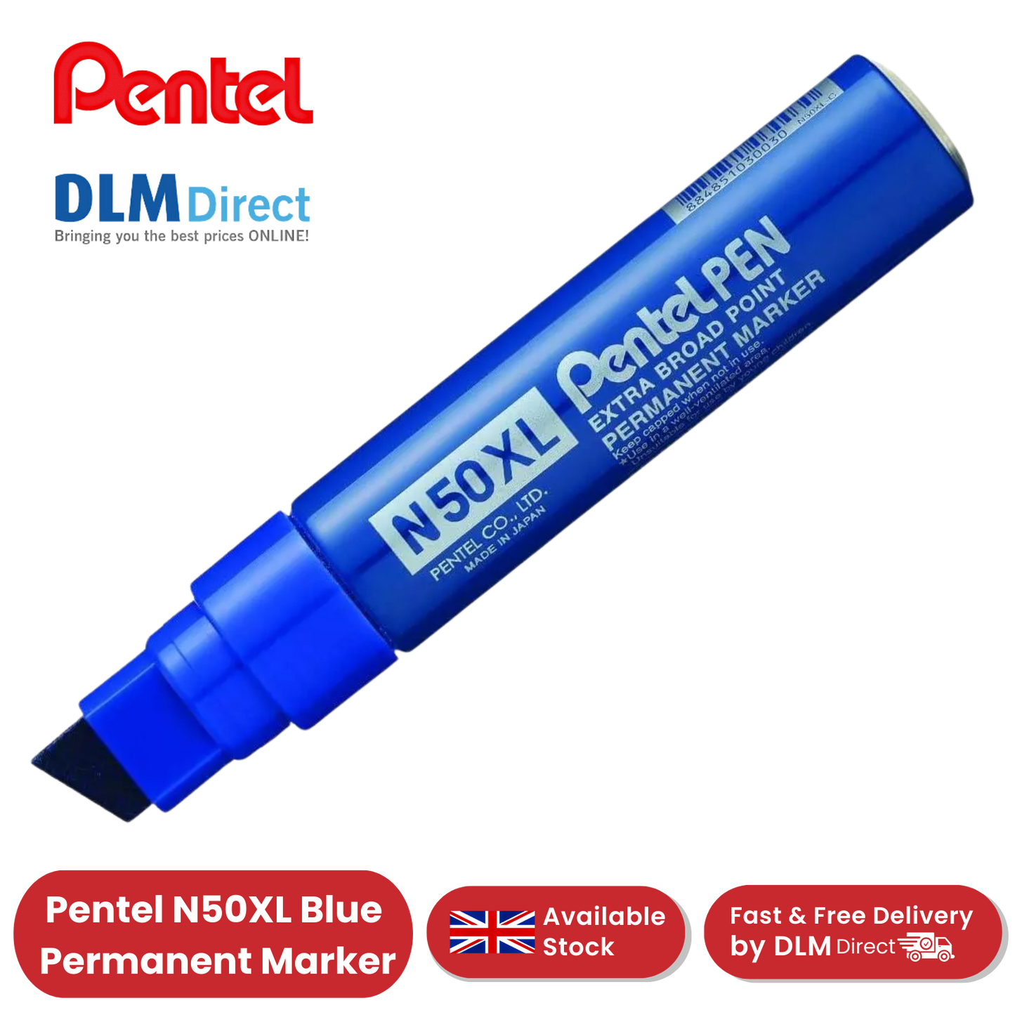 Pentel N50XL Permanent Marker Blue for Bold, Smudge-Proof Writing – Single Pen