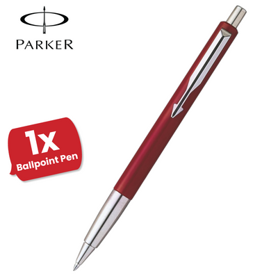 PARKER VECTOR RED BALLPOINT PEN MEDIUM NIB BLUE INK