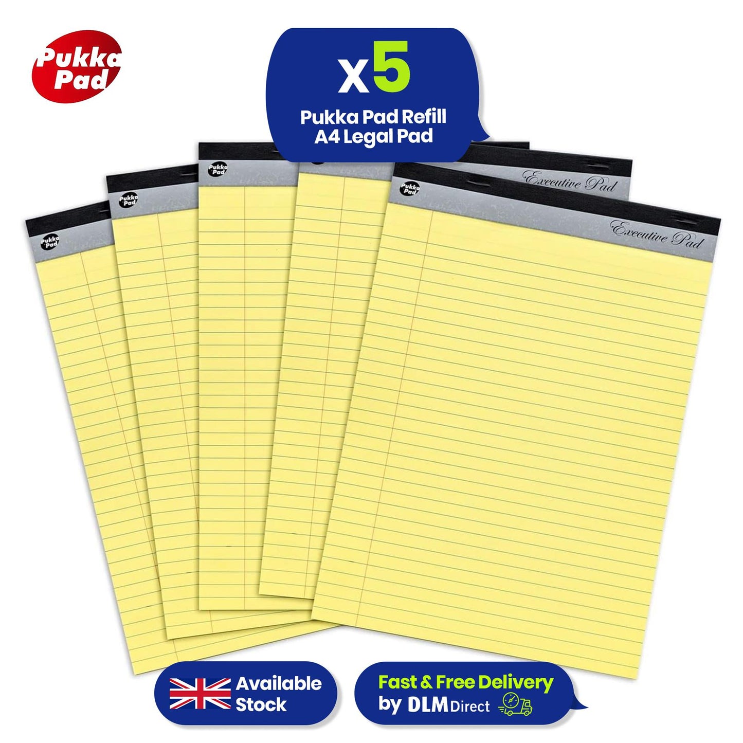 PUKKA PAD Legal Pad A4 Yellow Lined Paper 100 Pages for Office and Study