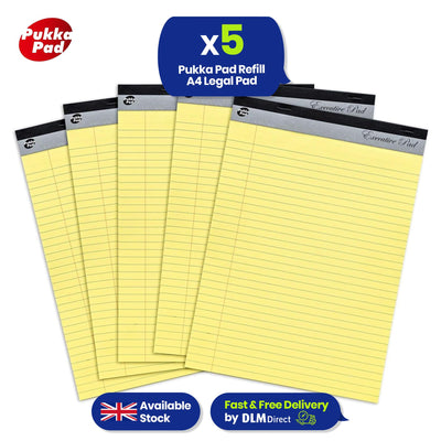 PUKKA PAD Legal Pad A4 Yellow Lined Paper 100 Pages for Office and Study