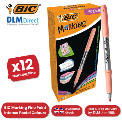 BIC Marking Permanent Markers Fine Tip Assorted Intense & Pastel Colours 12 Pack