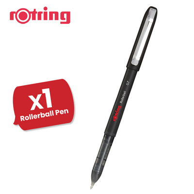 rOtring Rollerball Pen Fine Point (0.7 mm) - Black - Single Blister