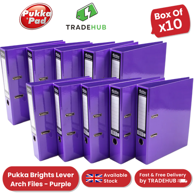 Pukka Brights Lever Arch Files - Purple - Box of 10 - Pack of 1 to 5