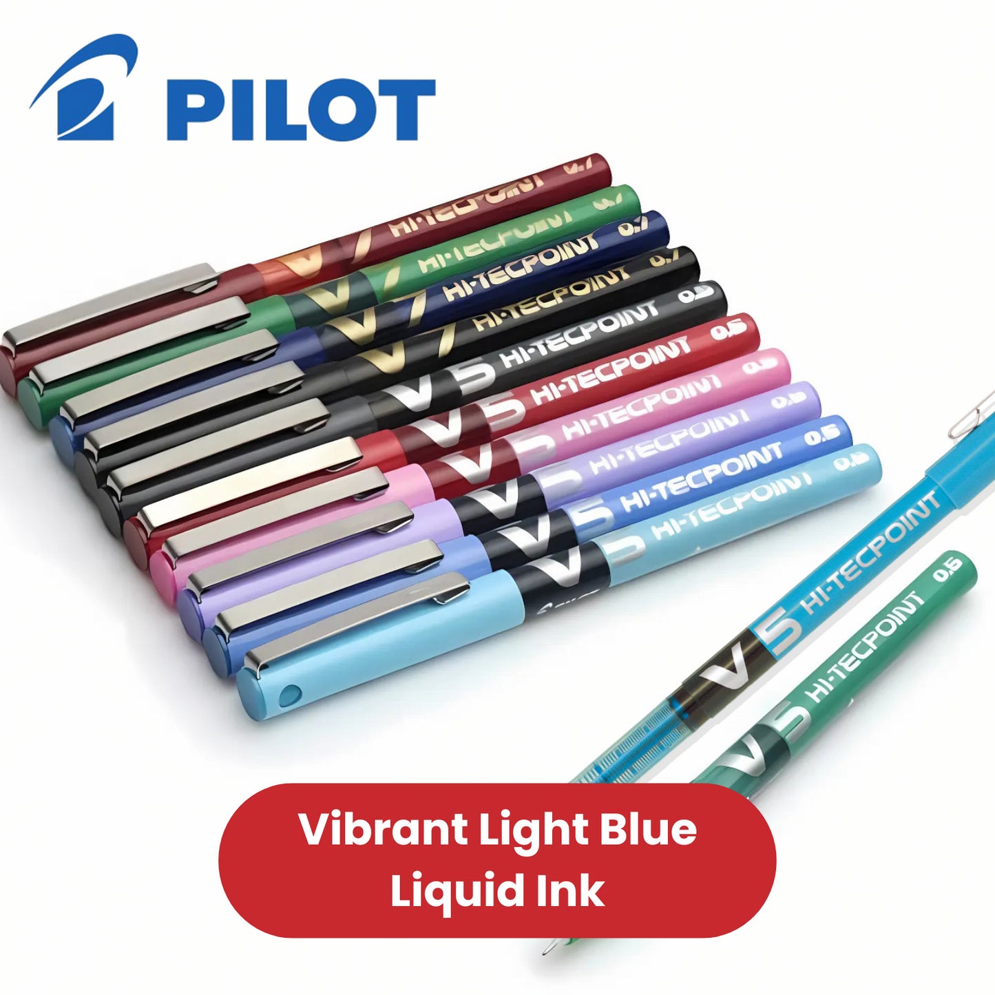 Pilot Hi-Tecpoint V5 Liquid Ink Rollerball Fine Tip 0.5mm Multi Pen - Light Blue