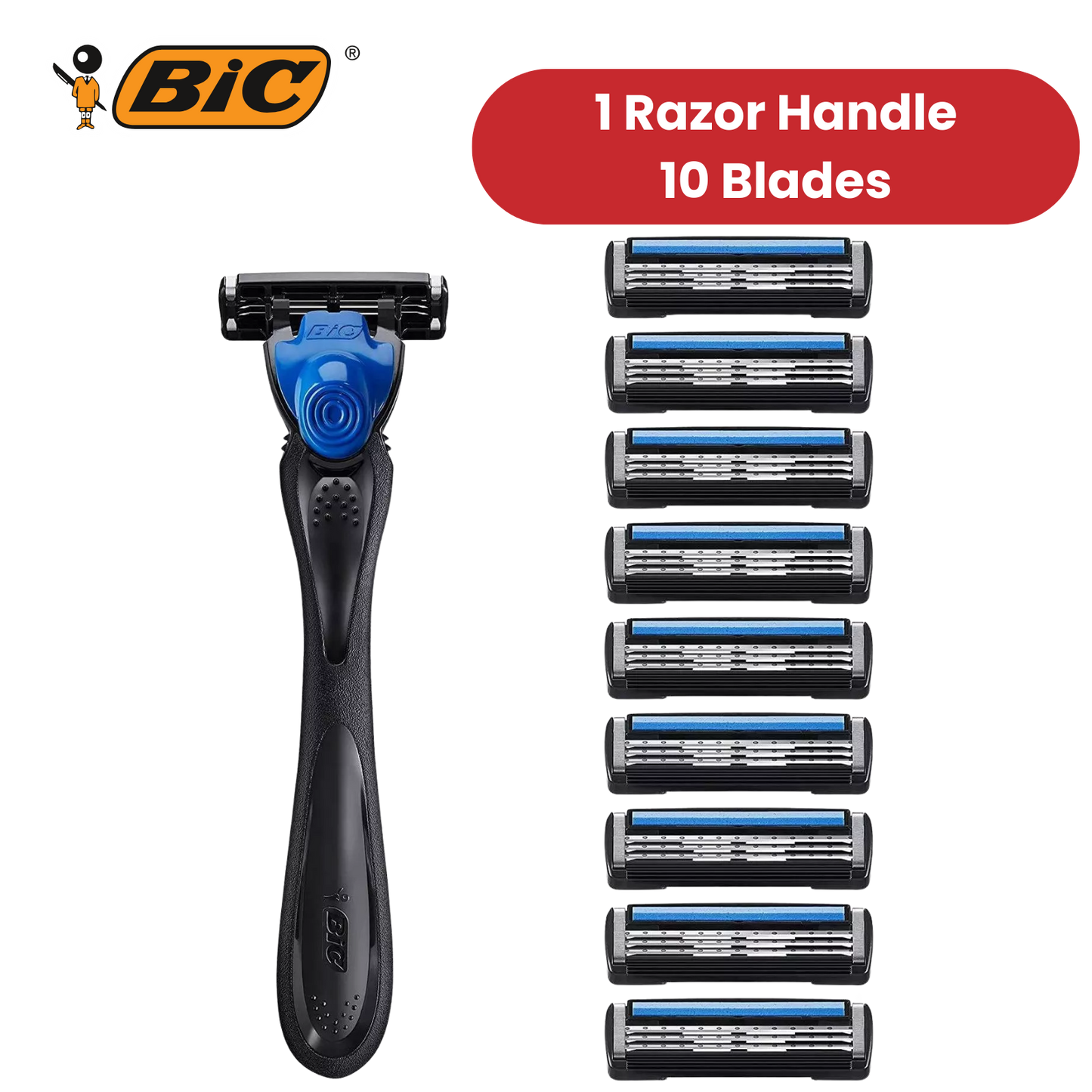 BIC Hybrid 3 Flex Refillable Men's Razor - 1 Handle + 10 Blades Pack
