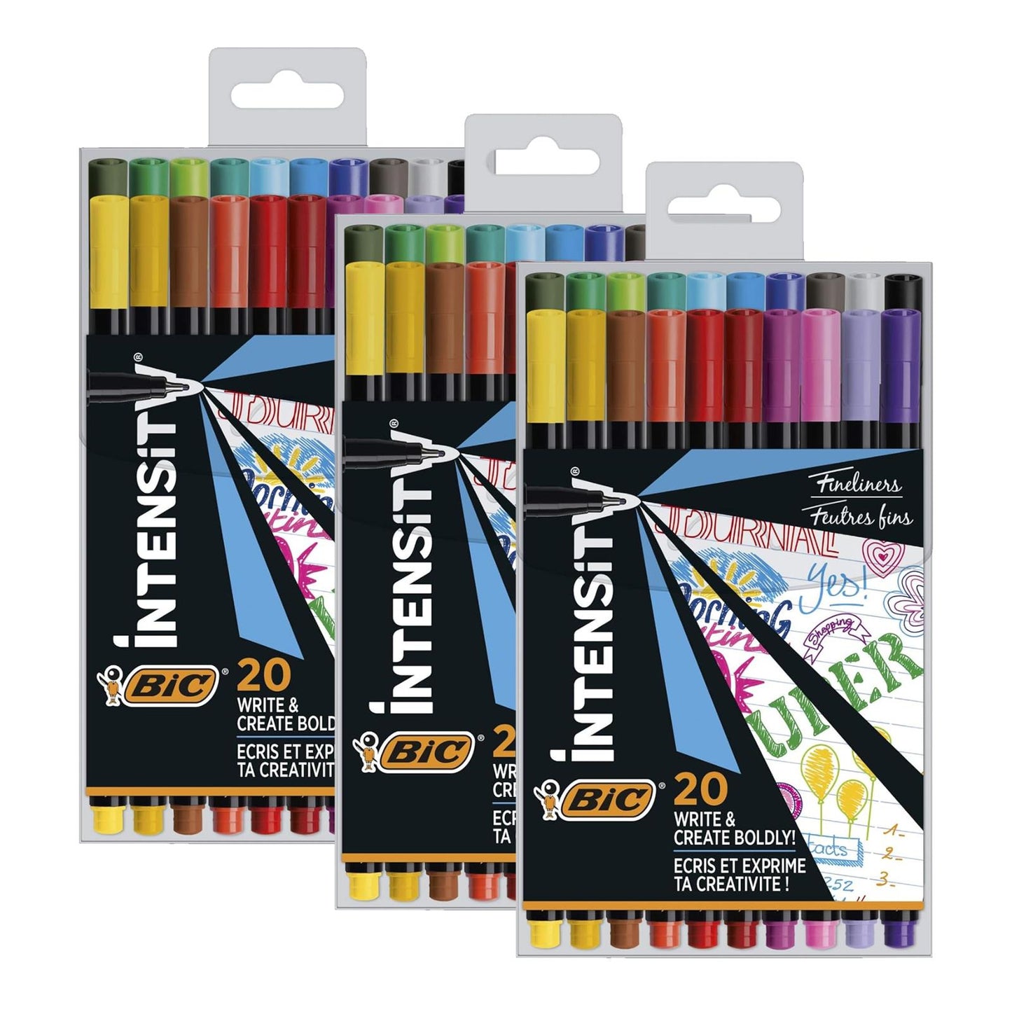 Bic Intensity Fine Tip Pens - Assorted Colours - Pack of 20