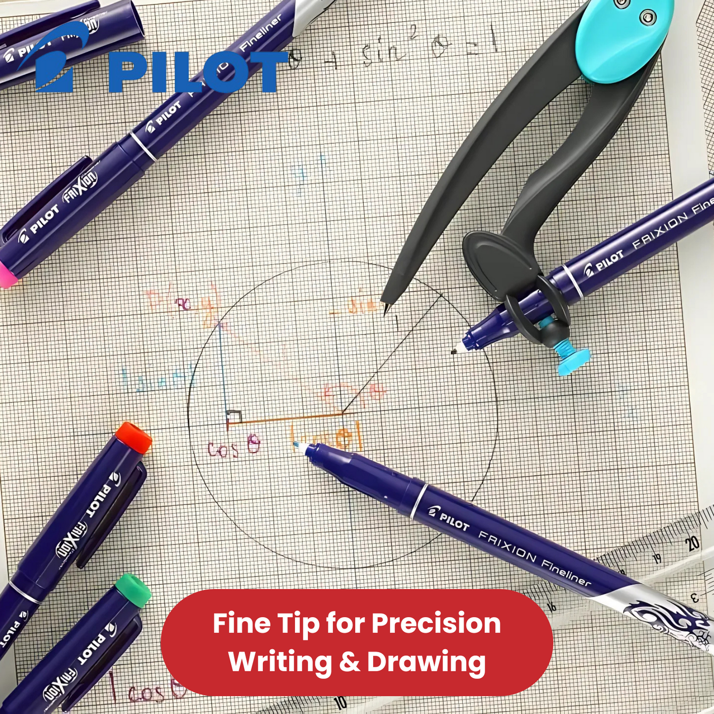 Pilot Frixion Fineliner Felt Pen Erasable Smooth Writing Multi Pens - Green