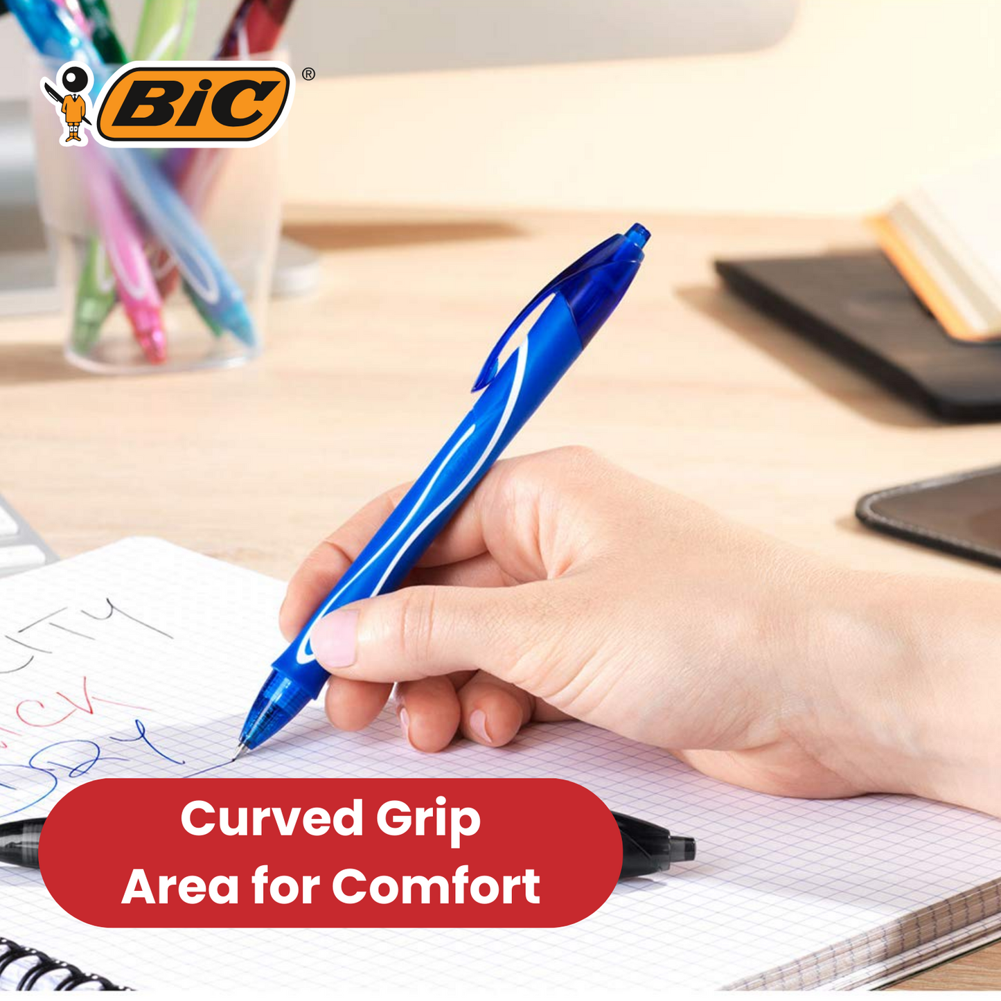 BIC Gel-ocity Quick Drying Gel Pen, Assorted Colours, 3 Pack