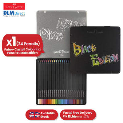 Faber-Castell Coloured Pencils Black Edition 3.3mm Lead Pigmented Colours for Kids (Pack of 24)
