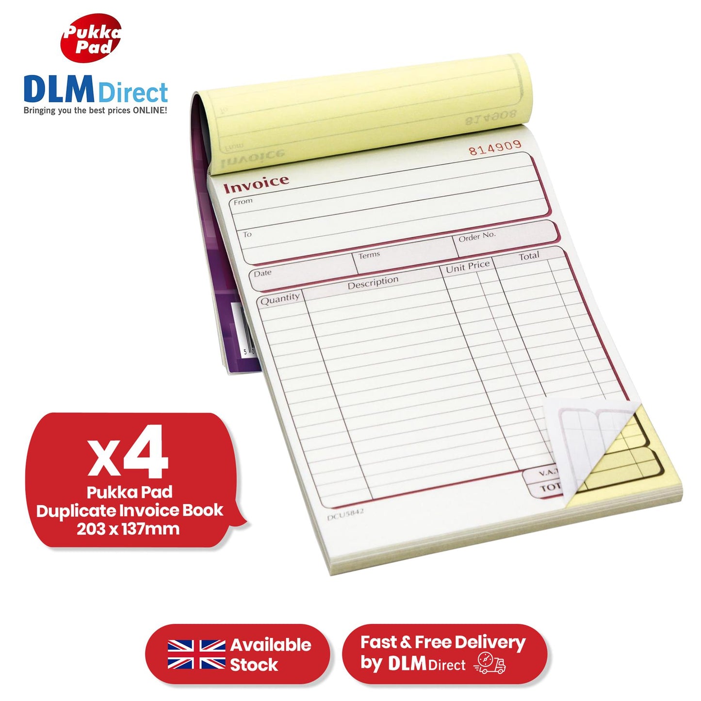 DU5842 Pukka Pad, Duplicate Invoice Book 203 x 137mm