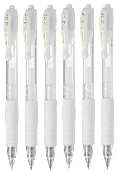 Pilot G-207 Retractable Gel Rollerball Medium Pastel White - Pack of 6