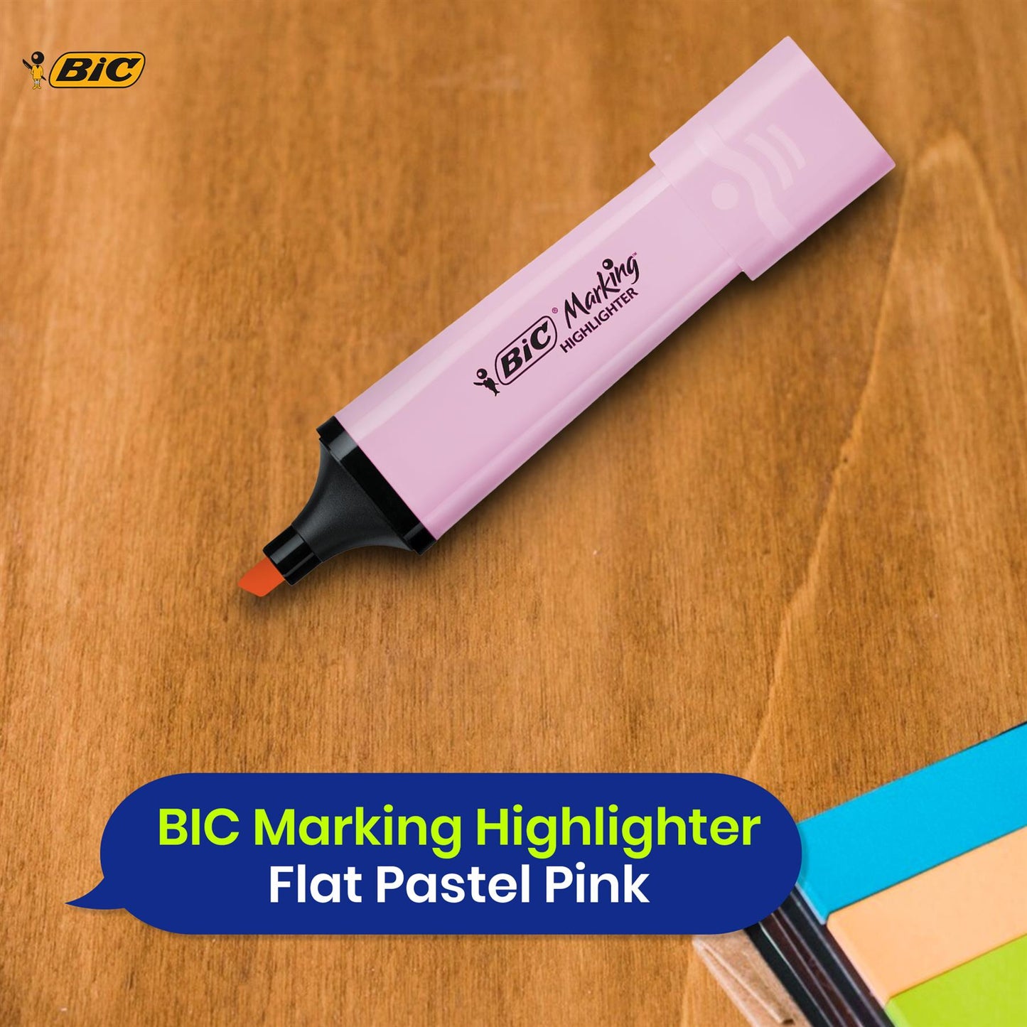 BIC 12x Marking Highlighter Flat Pastel Pink Modular Tip for Precise Highlighting