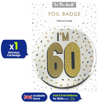 Silver 60th Birthday Badge 8.5cm Age Badge for Party Outfit and Celebrations