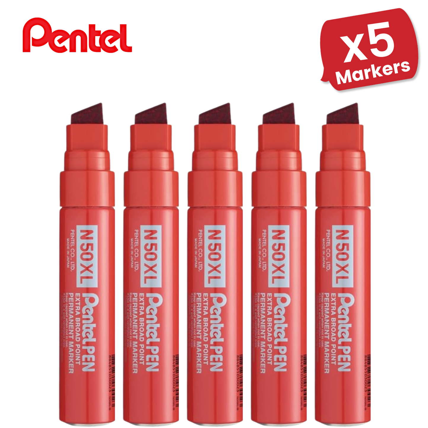 PENTEL N50XL PERMANENT MARKER RED - Single Pen