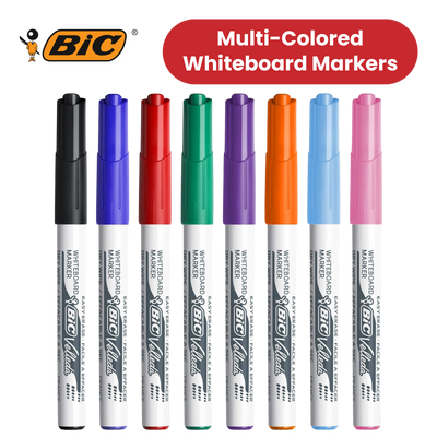 Bic Velleda 1741 Whiteboard Drywipe Assorted Marker - Pack of 8 - 1 to 5 Packs