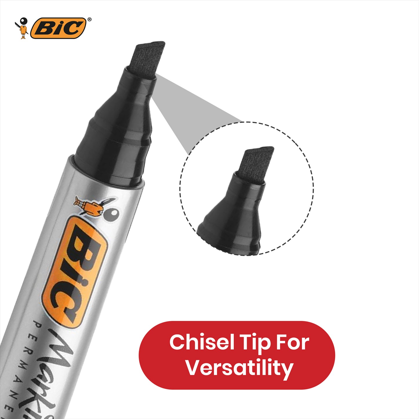 BIC Marking 2300 Permanent Marker - Chisel Tip Long-lasting Ink Black Marker Pen for School