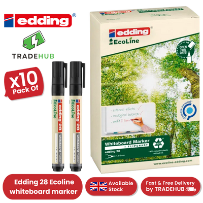 edding 28 Ecoline whiteboard marker - black - box of 10 whiteboard pens 2-36